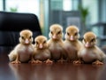 Ducklings in board meeting playing executives ISO