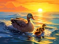 Ducklings following Parent Made With Generative AI illustration