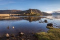 Ducks foraging during low tide at Eilean Donan Castle, Scotland Royalty Free Stock Photo