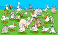 Ducks and rabbits farm animal characters group Royalty Free Stock Photo