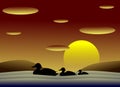 Ducks at sunset Royalty Free Stock Photo