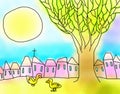 Ducks Tree Houses Sun Drawing