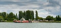 Car and truck ferry crossing the Seine River in Duclair in Upper Normandy Royalty Free Stock Photo