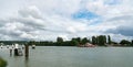 Car and truck ferry crossing the Seine River in Duclair in Upper Normandy Royalty Free Stock Photo