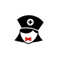 Duct tape mouth nurse glyph icon. Clipart image