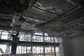 ducting work. duct Insulation. HVAC system in the construction site. air duct for air conditioning and ventilation systems.