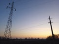 Ducts for electricity at dusk