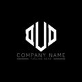 DUD letter logo design with polygon shape. DUD polygon and cube shape logo design. DUD hexagon vector logo template white and Royalty Free Stock Photo