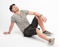 Dude laughing on floor Royalty Free Stock Photo