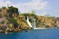 Duden waterfall in Antalya Turkey. Mediterranean sea. Travelling. Royalty Free Stock Photo