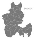 Dudley city map with wards grey illustration silhouette shape