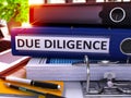 Due Diligence on Blue Office Folder. Toned Image. Royalty Free Stock Photo