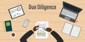 Due diligence business review with paper document and graph. Data analysis Royalty Free Stock Photo