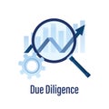 Due Diligence Icon or Logo. Template for web or banner. Trendy blue color style Royalty Free Stock Photo