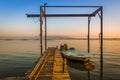 Sunset over the oyster park at the Etang de Thau.