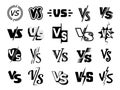 Duel lettering. Vs fonts teams concurrence battling fighting fonts tournament icon recent vector isolated templates collection Royalty Free Stock Photo