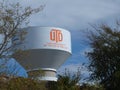 Duel Water Tower in the Midst of Massive Growth Royalty Free Stock Photo