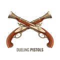 Dueling pistols with luxurious vintage design of wood and metal Royalty Free Stock Photo