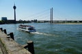 DUESSELDORF, GERMANY - Apr 20, 2019: river cruiser boat on the Rhine
