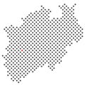 Duesseldorf in Germany - map with dots of federal State Nordrhein-Westfalen