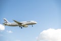 Duesseldorf , Germany - October 05 2017: Aegan Air Airbus A320 landing at Dusseldorf Airport