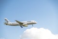 Duesseldorf , Germany - October 05 2017: Aegan Air Airbus A320 landing at Dusseldorf Airport