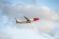 Dusseldorf , Germany - October 05 2017: Norwegian airlines Boeing 737 starting at Dusseldorf Airport