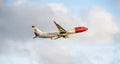 Dusseldorf , Germany - October 05 2017: Norwegian airlines Boeing 737 starting at Dusseldorf Airport