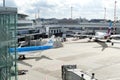 DUESSELDORF, GERMANY - October 10, 2019: Airplane of KLM Royal Dutch Airlines at gate is ready for boarding Royalty Free Stock Photo