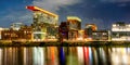 Duesseldorf Media Harbor at night, Germany - Dusseldorf Medienhafen