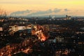 Duesseldorf Panorama seen in the evening from the beautiful view