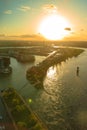 Duesseldorf Skyline sunset, Rhein Royalty Free Stock Photo