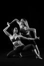 Duet of flexible female dancers