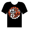 Duet. Two friendly cats. Print on t-shirt.