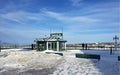 Dufferin Terrace, funicular in Quebec City, Canada, in winter Royalty Free Stock Photo