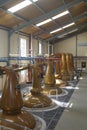 The still house of the Glenfiddich whisky distillery in the Speyside Royalty Free Stock Photo