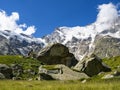 Dufourspitze peak from Macugnaga Valley Royalty Free Stock Photo