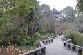 Winding road leading to the ancient tower of Du Fu thatched cottage park, adobe rgb