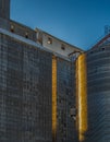 Dufur Grain Elevators Glow in the Last Light of Day Royalty Free Stock Photo