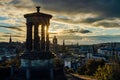 Dugald Stewart Monument Edinburgh, Scotland during sunset