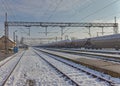 Winter Train Tracks in Dugo Selo, Croatia Royalty Free Stock Photo