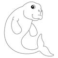 Dugong Animal Coloring Page Isolated for Kids