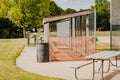 Dugouts on this baseball field are closed by city order in this city park field Royalty Free Stock Photo