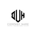 DUH letter logo design with polygon shape. DUH polygon and cube shape logo design. DUH hexagon vector logo template white and Royalty Free Stock Photo