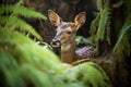 duiker nestled among ferns