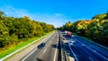 View of traffic on the A28 or E232 Freeway between Zwolle and Amesfoort Royalty Free Stock Photo