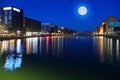 Duisburg Germany - night cityscape of Innenhafen Royalty Free Stock Photo