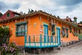 Beautiful facades of the houses at the touristic place called Pueblito Boyacense located in Royalty Free Stock Photo