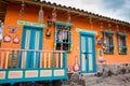 Beautiful facades of the houses at the touristic place called Pueblito Boyacense located in Royalty Free Stock Photo