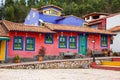 Beautiful facades of the houses at the touristic place called Pueblito Boyacense located in Royalty Free Stock Photo